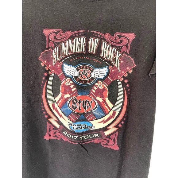 Summer Of Rock REO Styx Don Felder 2017 Concert Tour T-Shirt Short Sleeve Black - Picture 3 of 8